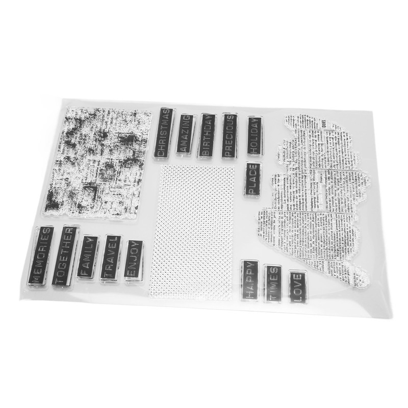 2Pcs Clear Stamp English Words Pattern Clear Safe Reusable TPR