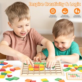 Mosaic Puzzle, Wooden Children's Geometric Shapes, Tangram Pattern Blocks Set, Plug-In Toy Board Game, Montessori Toy, Children, Educational from 3 4 5 6 Years