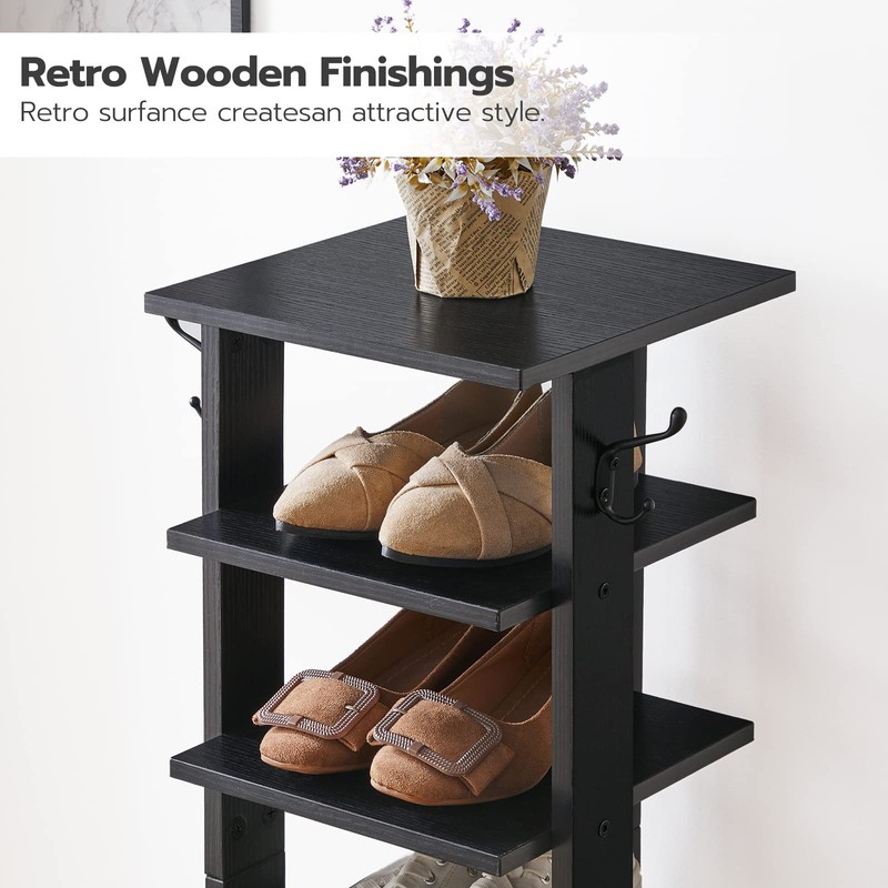 HOOBRO 8 Tiers Vertical Shoe Rack, Wooden Shoe Storage Organizer