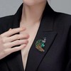 Peacock Brooch for Women, Green Crystal Bird Jewellery in a