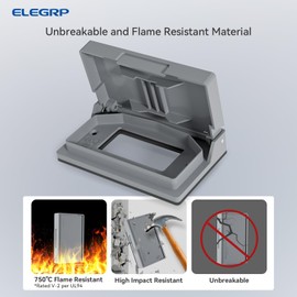 ELEGRP Horizontal Outdoor Cover for Decotative Receptacles, Weatherproof Wall Plate, Outdoor Electrical Outlet Cover, Standard Size 1-Gang 4.77” x 2.97”, Thermoplastic, 1 Pack, Grey