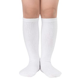 American Trends Toddler Baseball Socks Kids Athletic Tube Socks Soccer Socks Girls Boys Softball Socks Youth Knee High Socks, 1 Pack Pure White, Large