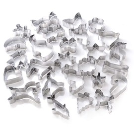 GWHOLE Cookie Cutters Stainless Steel Set of 26 Cookie Cutters Cookie Cutters for Confectionery Kitchen Animals Fruit Handmade