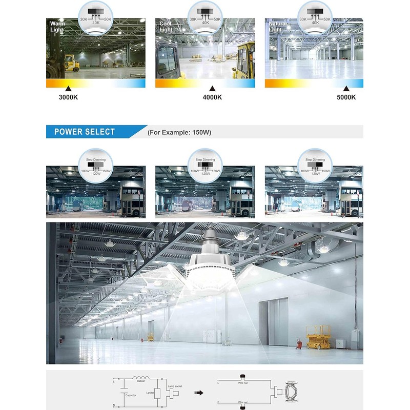 IDO LED Garage Lights Ceiling Fixture - 40W/60W/80W 11200Lm Super