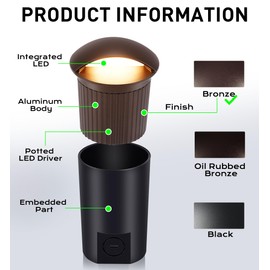 CLOUDY BAY [6 Pack] 5W Well Lights Low Voltage Landscape Lighting,12V-24V Waterproof Outdoor Side-lit Light,2700-5000K 5CCT In Ground Lights for Fence Pathway Deck, IP67 Rating,Bronze