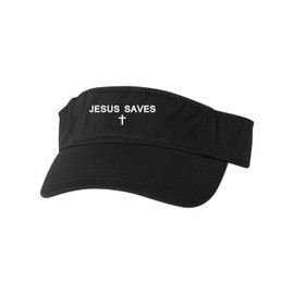 Go All Out One Size Black Visor Jesus Saves Embroidered Visor Dad Hat