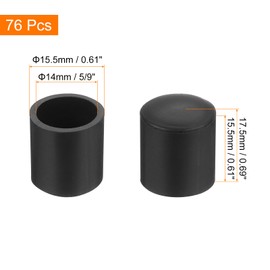 QUARKZMAN 76 Pieces Chair Leg Caps, 14mm (5/9") PVC Chair Leg Tips, Non-Slip Floor Protectors for Chair Legs, Round Table Covers, Furniture End Caps, Black