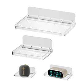 jinminamz Bathroom Shelf, No Drilling, Shower Basket, Shower Shelf, No Drilling, No Drilling, Foldable, Transparent, Pack of 2