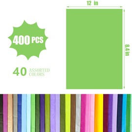 400 Sheets Colorful Tissue Paper 40 Colors 12" x 8.4" Bulk Wrapping Paper for Gift Wrapping and Crafts