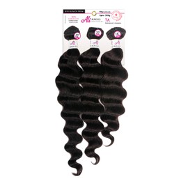 [7A Grade Unprocessed Brazilian Hair] Ali express Brazilian Human Hair 3 Bundles Ocean Wave -3 Bundles in 1 Pack Solution -Naturl Black (16+18+20)