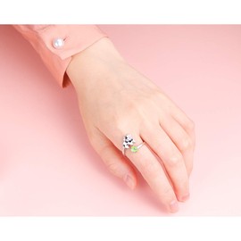 DAOCHONG Sterling Silver Cute Color Cow and Green Clover Animal Open Ring Engrave You are enough Ring for Women Sister Daughter Size 5