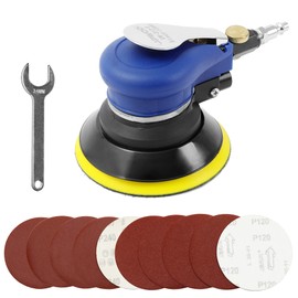 Air Random Orbital Sander by UPWOOD, Pneumatic Palm Sander With 10 Pcs Sandpapers for Auto Body Work, Woodworking (5 Inch)