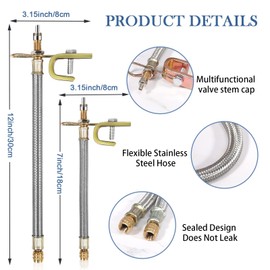 8 Pieces Tire Valve Extension, 2 Pieces Dual Tire Valve Extension Valve Stem Installation Tool with 6Pcs 45 90 135 Degree Brass Valve Stem Extender Tire for RV Bike Motorcycle Car (7.1 in, 11.8 in)