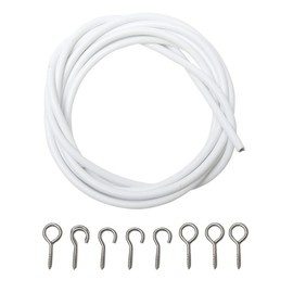 Xiaokeis Net Curtain Wire White Hanging Window Cord Cable Kit 2-4 Meters Curtain String with Self-Adhesive Hook Eyes for Curtain Rod,157.48inch