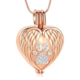 zeqingjw Pet Cremation Jewelry for Ashes Pendant Paw Print Pet Heart Urn Necklace Memorial Keepsake Jewelry for Pet/Dog's/Cat's Ashes, metal, stainless-steel, ZE-1Q8455-1-R