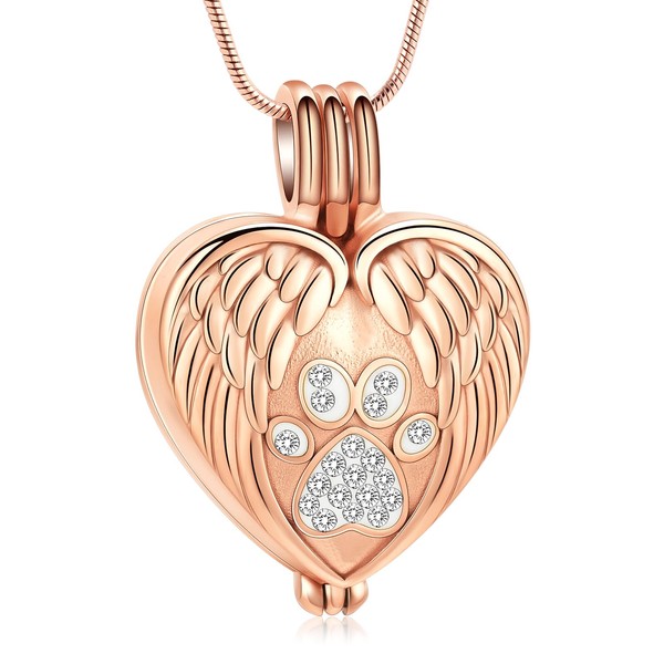 zeqingjw Pet Cremation Jewelry for Ashes Pendant Paw Print Pet