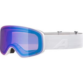 ALPINA LADIS Q Mirrored, Contrast-Enhancing OTG Ski Goggles with 100% UV Protection for Adults, Matte White, One Size