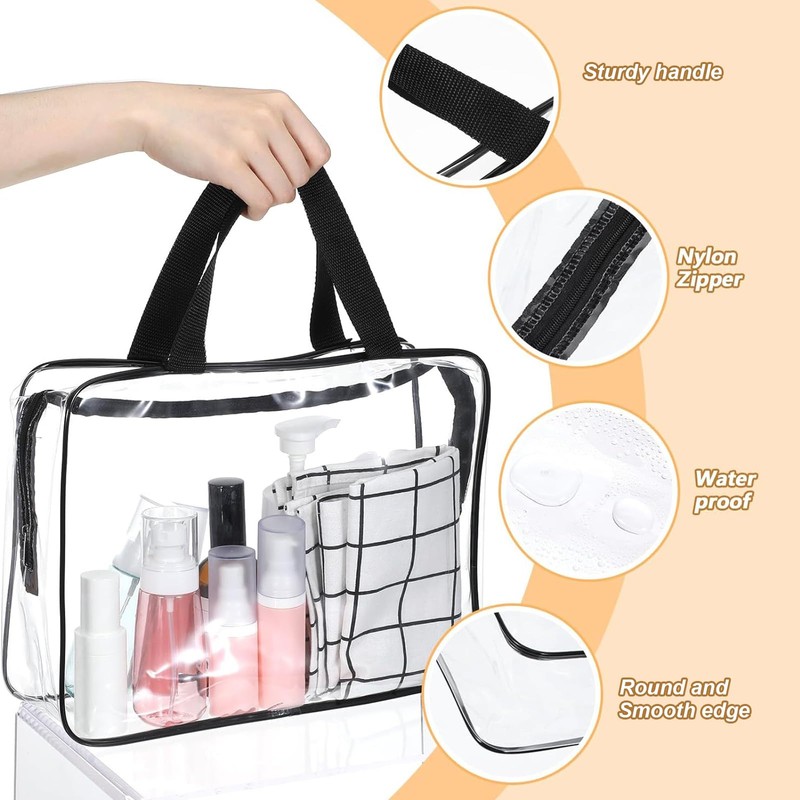 2 Pieces Clear Travel Makeup Cosmetic Toiletry Organizer Bag, Waterproof