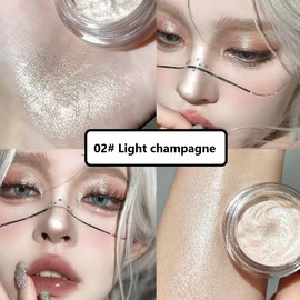 KARLOR Liquid Eye Highlighter Glitter, Creamy Champagne Glitter Eyeshadow Shimmer Face Highlighter Makeup Shimmer Glitter Radiant Eye Shadow Glitter Gel Liquid Highlighter Gel (02#)