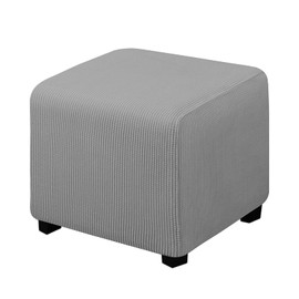 Easy-Going Funda otomana elástica fácil de Usar, Taburete de Almacenamiento Plegable, Protector de Muebles, Funda Rectangular Suave con Fondo elástico mas pequeña Gris Claro