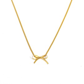 met-edianger Unique Bow Necklace Gold Bow Knot Necklace Punk Ribbon Snake Chain Necklace Jewelry Gifts for Women