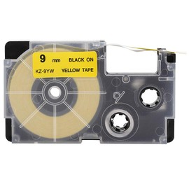 ASHATA 9 mm Compatible Label Tape, Label Tape Replacement for KL-780 KL-60 KL-170 KL-120 KL-820 CW-L300 KL-7400 KL-8800 Label Printing Machines, Black on Yellow