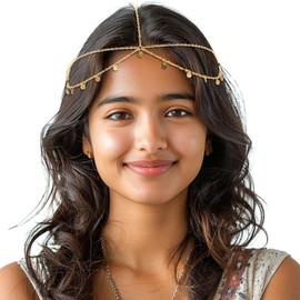 Yuomeaz Gold Head Jewelry, 21 in Gold Headpiece Gypsy, Egyptian Headbands for Women, Festival Costume Headband for Hair, Daily, Prom Makeup Accessories