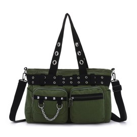 SUKUTU Goth Tote Bag for Women Corduroy Gothic Purse Large Punk Shoulder Bag for College Work Travel