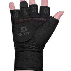 Skott Guantes De Levantamiento De Pesas EVO 2 con Muñequera Integrada - Costuras Dobles para Mayor Durabilidad Pequeño Negro Negro