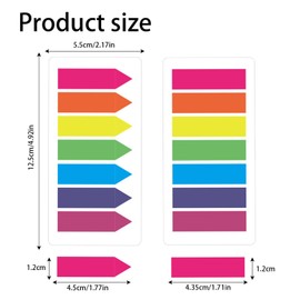 840 Pcs Sticky Tabs Page Markers Tabs, 7 Color Writable Arrow Rectangle Index Tabs, Translucent Tape Flags for Page Marking School and Office Supplies