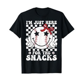 Retro Baseball Sister I'm Just Here for the Snacks Girls Mom T-Shirt