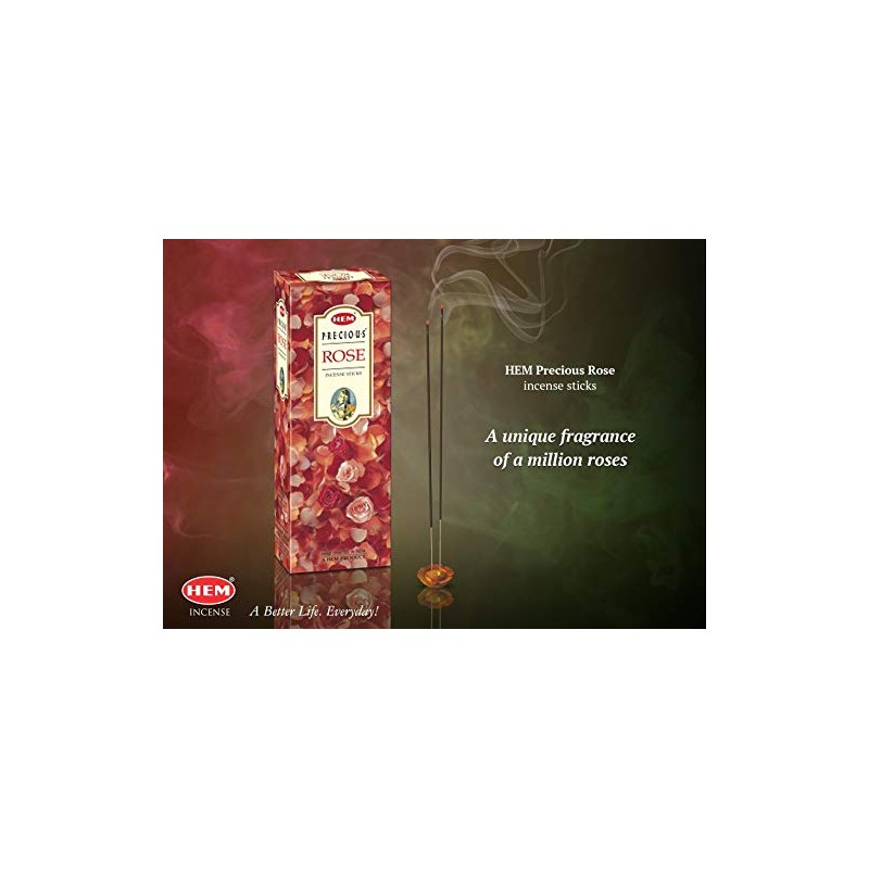 Hem Precious Incense Sticks, Rose (Pack of 2 Boxes) Total