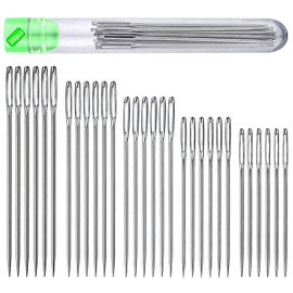 Z-TIISON 30pcs Big Eye Hand Sewing Needles in 5pcs Different Sizes 6 for Each Size Large Eye Stitching Needles in a Clear Tube Upholstery Needles Set 1.65” 1.8” 2” 2.2” 2.36”