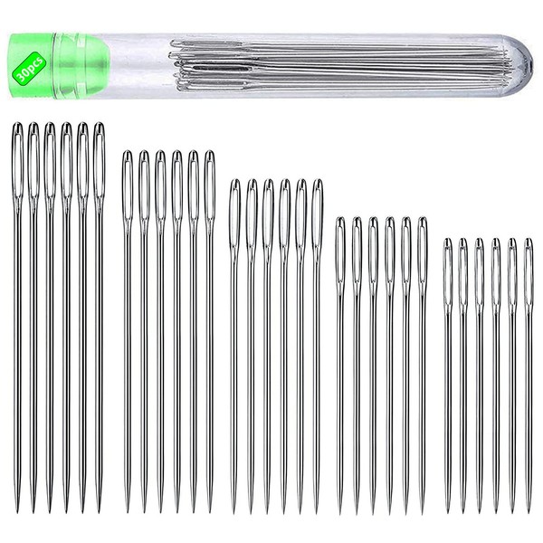 Z-TIISON 30pcs Big Eye Hand Sewing Needles in 5pcs Different