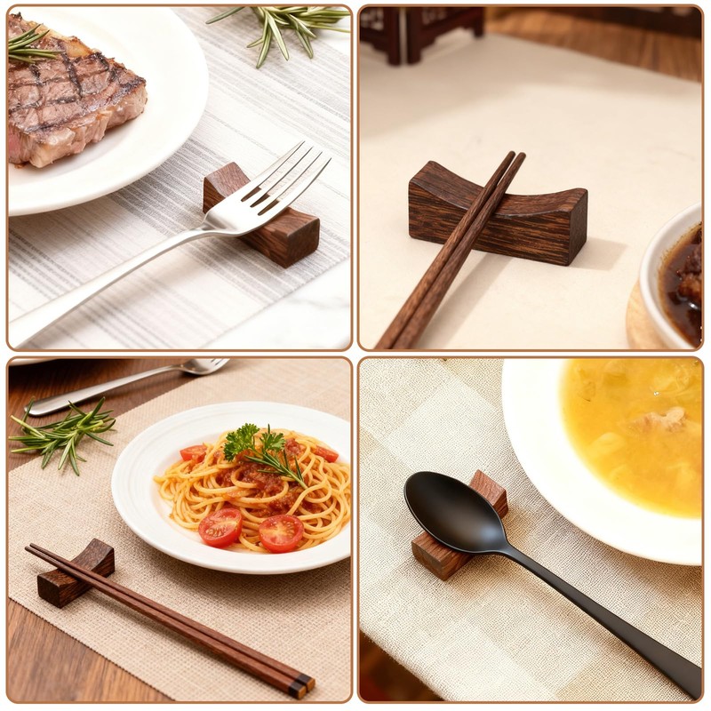 15 Pcs Wooden Chopstick Holders, Chopstick Rest Wooden Cutlery Stand