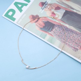 Aneneiceera Boho Pearl Pendant Cuban Necklace Retro Minimalist Chain Gold Simple Necklace Adjustable Gold Chain Wedding Jewelry for Women for Gift