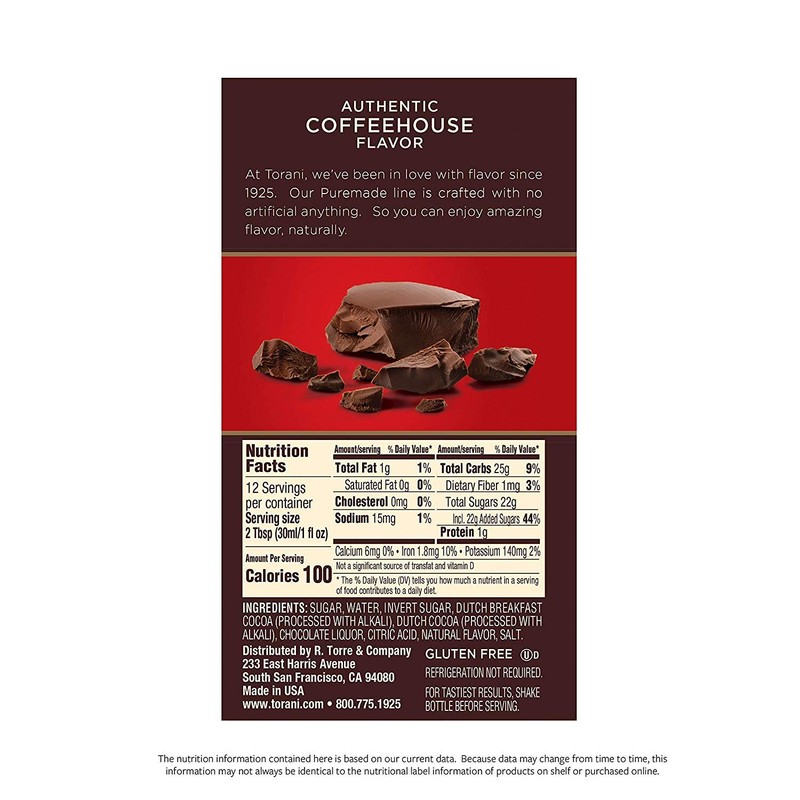 Torani Dark Chocolate Sauce, 16.5 oz