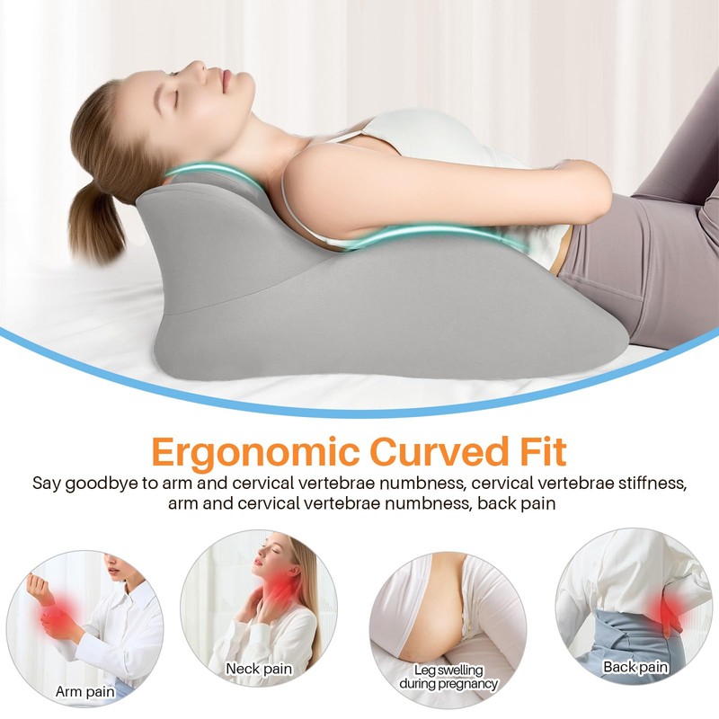 Memory Foam Ergonomic Prone Reading Wedge Pillow Light Gray