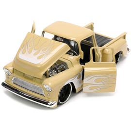 Jada Toys Just Trucks 1:24 1955 Chevy Stepside Pickup Die-cast Car Tan with Tire Rack, Toys for Kids and Adults (26144)