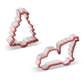 Christmas Truck Cookie Cutter and Christmas Tree with Star,4.2 inch Large Car Stainless Steel Biscuit Cutters, 3.2 Tree Shape Cutter with Protective Soft Edge Snowflake for Family DIY