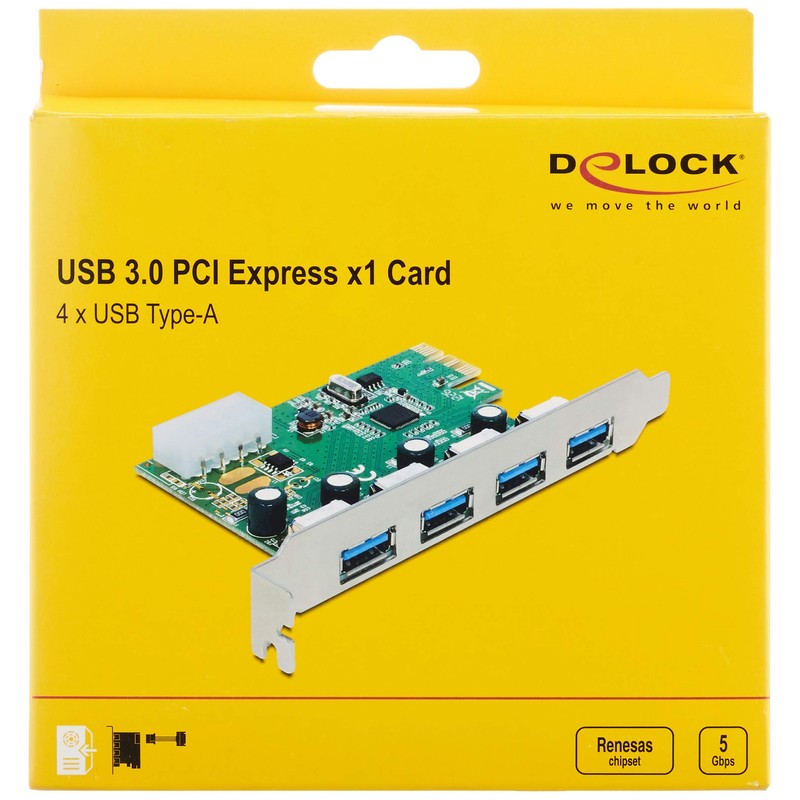Delock PCIe USB 3.0 4 port NEC chipset