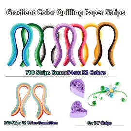 Yosugar Quilling Strips,28 Colors Gradient Quilling Paper 54cmx5mm and 12 Colors 5mmx39cm Quilling Paper for Card Design Making, Paper Flower Making