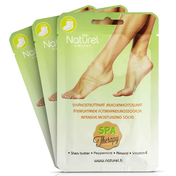 Foot Mask Moisturizing Socks - Natural Pedicure Spa Treatment for Silky Feet, Hydrating Moisturizing Foot Mask Booties for Hard Skin, Rough Feet Treatment, Cracked Heel, 3 pairs