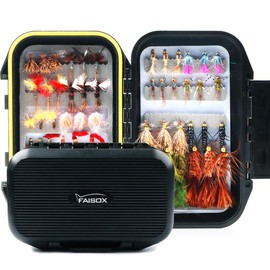 Trout Fly Fishing Flies Assortment 54pcs Dry Nymph Flys Sanjuan Worms Salmon Eggs Wooly Buggers for River Rainbow Trouts…