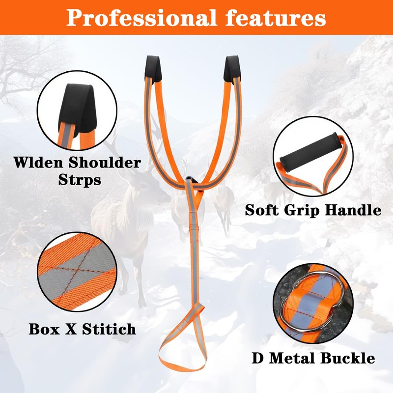 CSTHEN Deer Drag Strap and Harness, Heavy Duty Deer Dragging