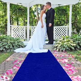 FUHSY Royal Blue Velvet Aisle Runner - 4x15FT Luxury Wedding Carpet for Indoor/Outdoor Ceremony & Party