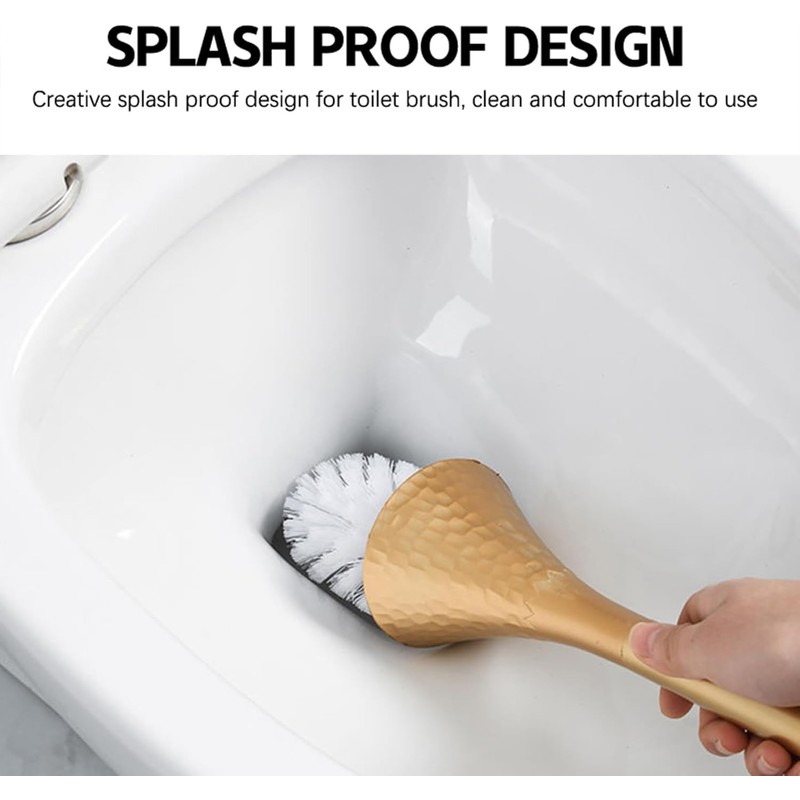 Kobizpanda Silver Toilet Brush and Holder Set, Brushed Nickel Modern
