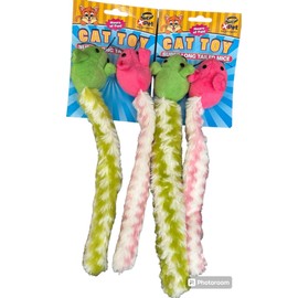 Vo-Toys Lot Of 2 Packs Vo-Toys Mouse With bell & Super Long Crinkle Tail Cat Toy 4 Mice