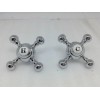Tub or Sink Chrome and Porcelain Cross Handles, Pair RS-706CW-3-CP
