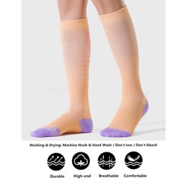 CS CELERSPORT 3 Pairs Compression Socks for Men and Women Running Support Socks, White+Orange+Purple, Small/Medium